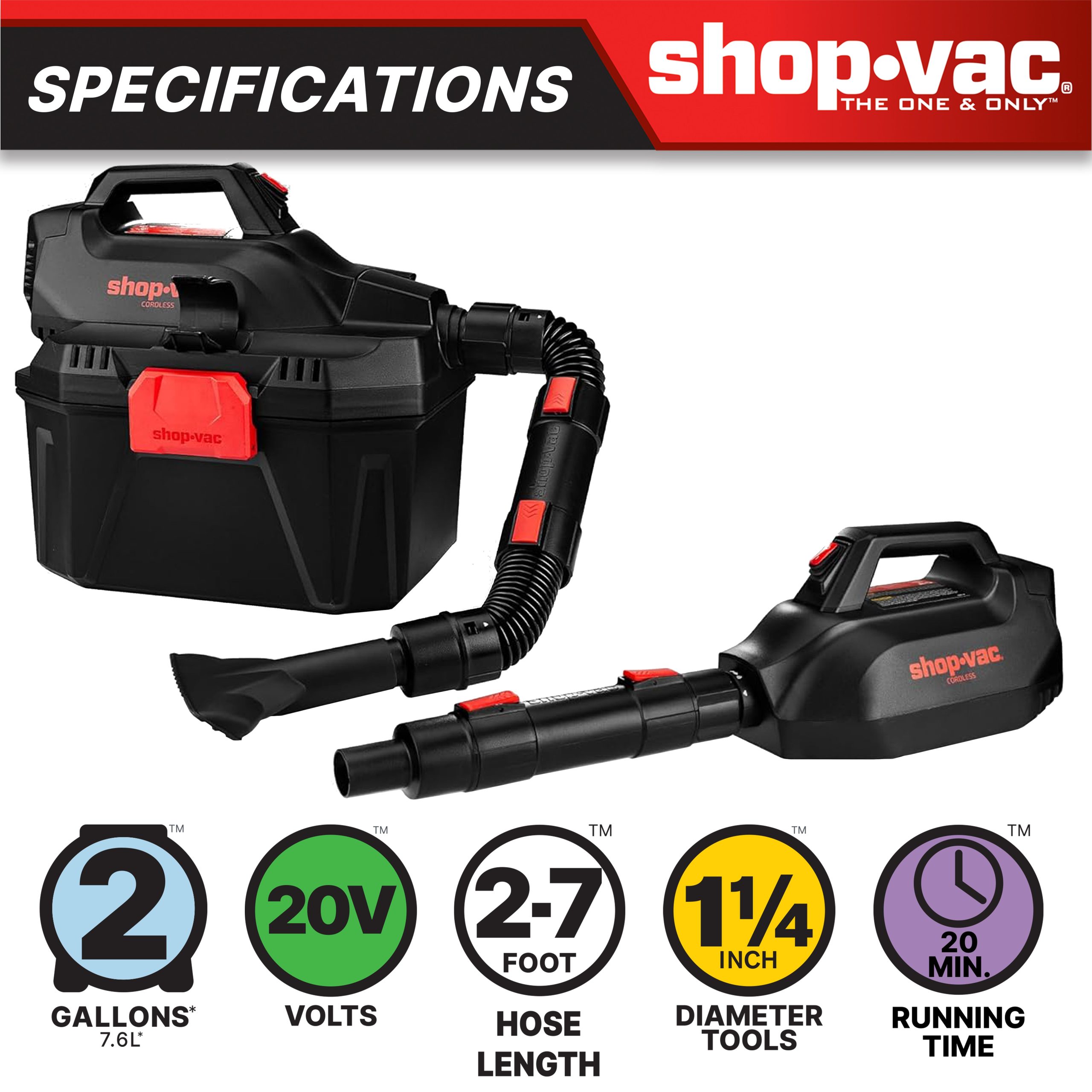Shop-Vac® 2 Gallon 20V Cordless Wet/Dry Vacuum - Image 3