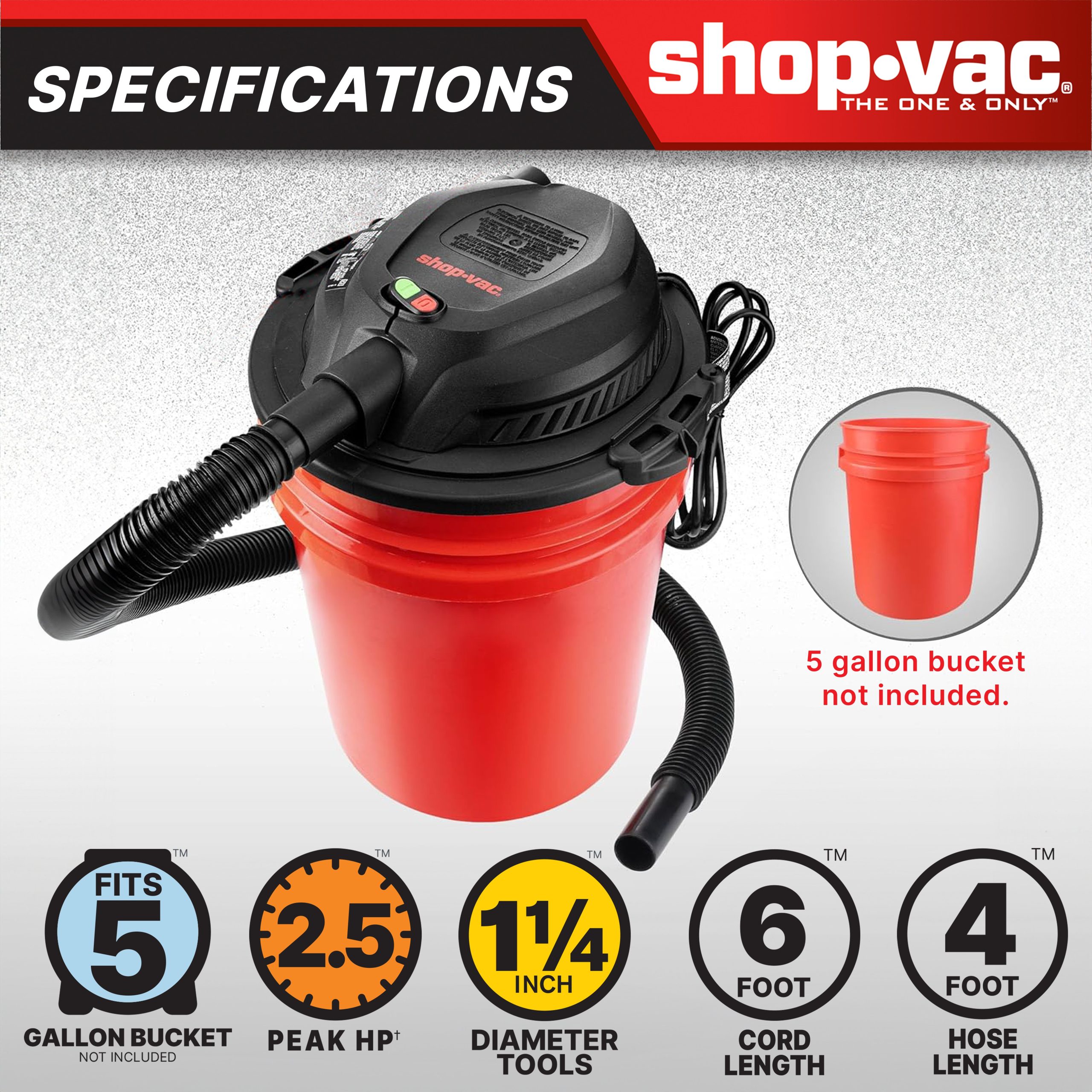 Shop-Vac® Bucket MAX 2.5 Peak HP Wet/Dry Vacuum - Image 5
