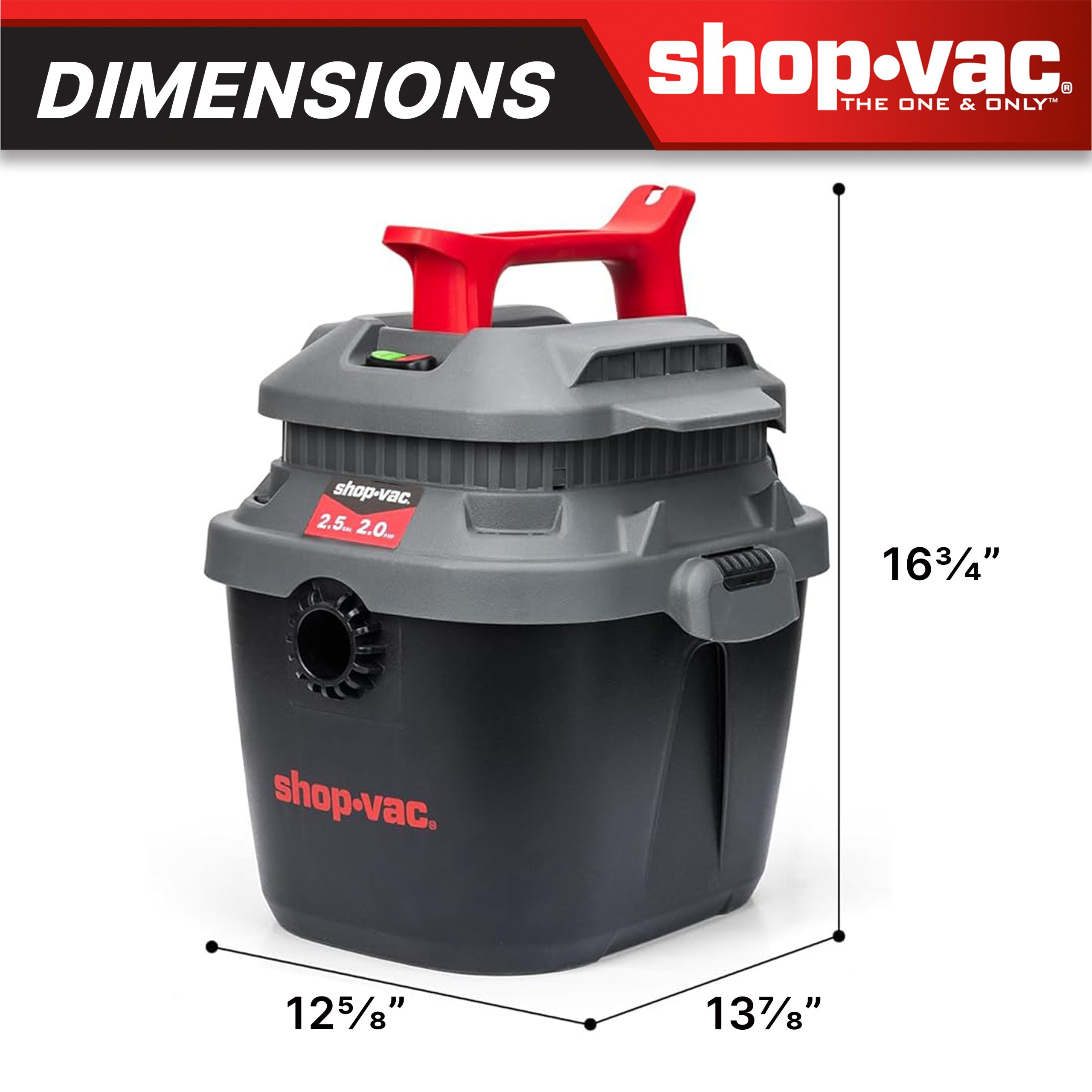 Shop-Vac® 2.5 Gallon 2.0 Peak HP Square Wet/Dry Vacuum - Image 6
