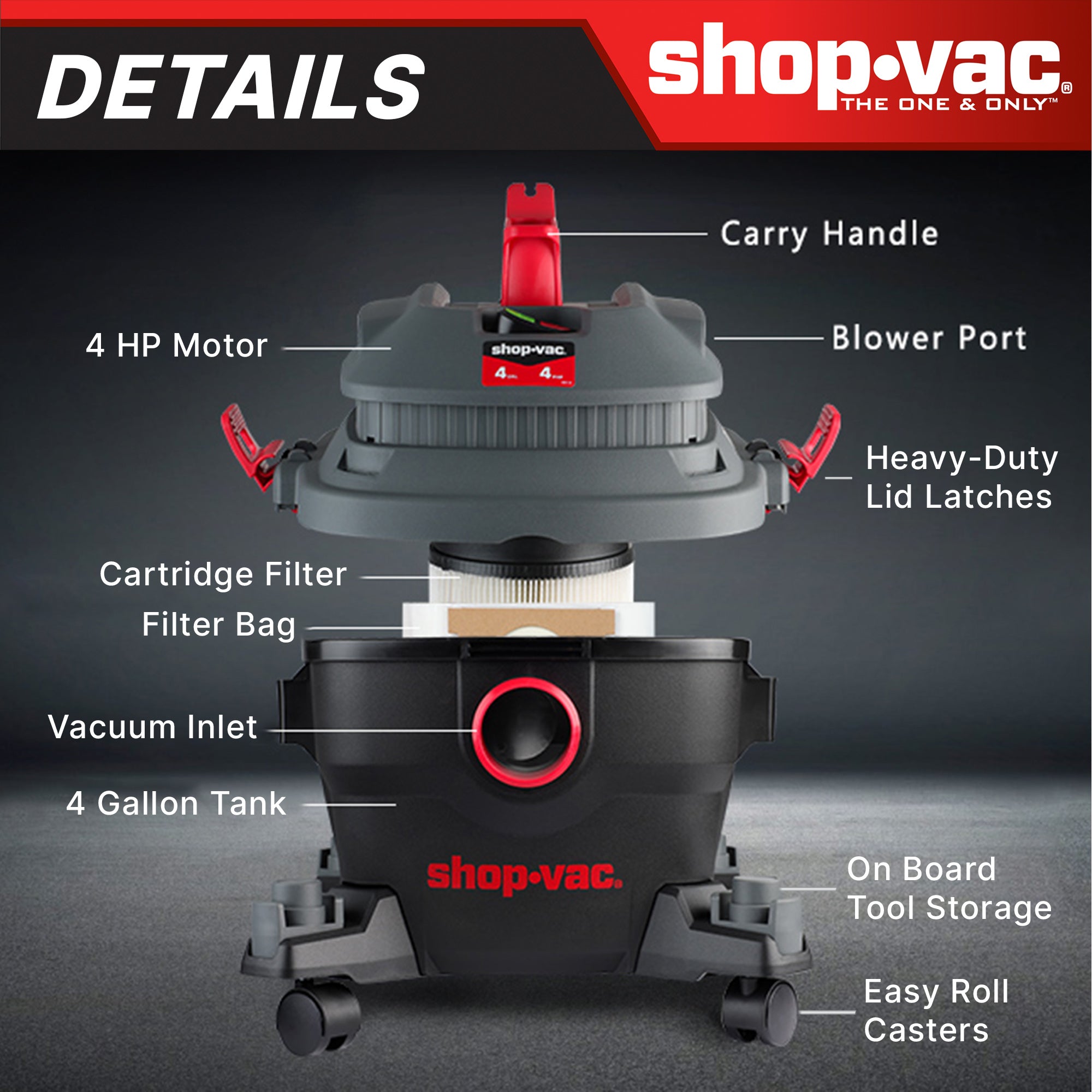 Shop-Vac® 4 Gallon 4.0 Peak HP Wet/Dry Vacuum - Image 3