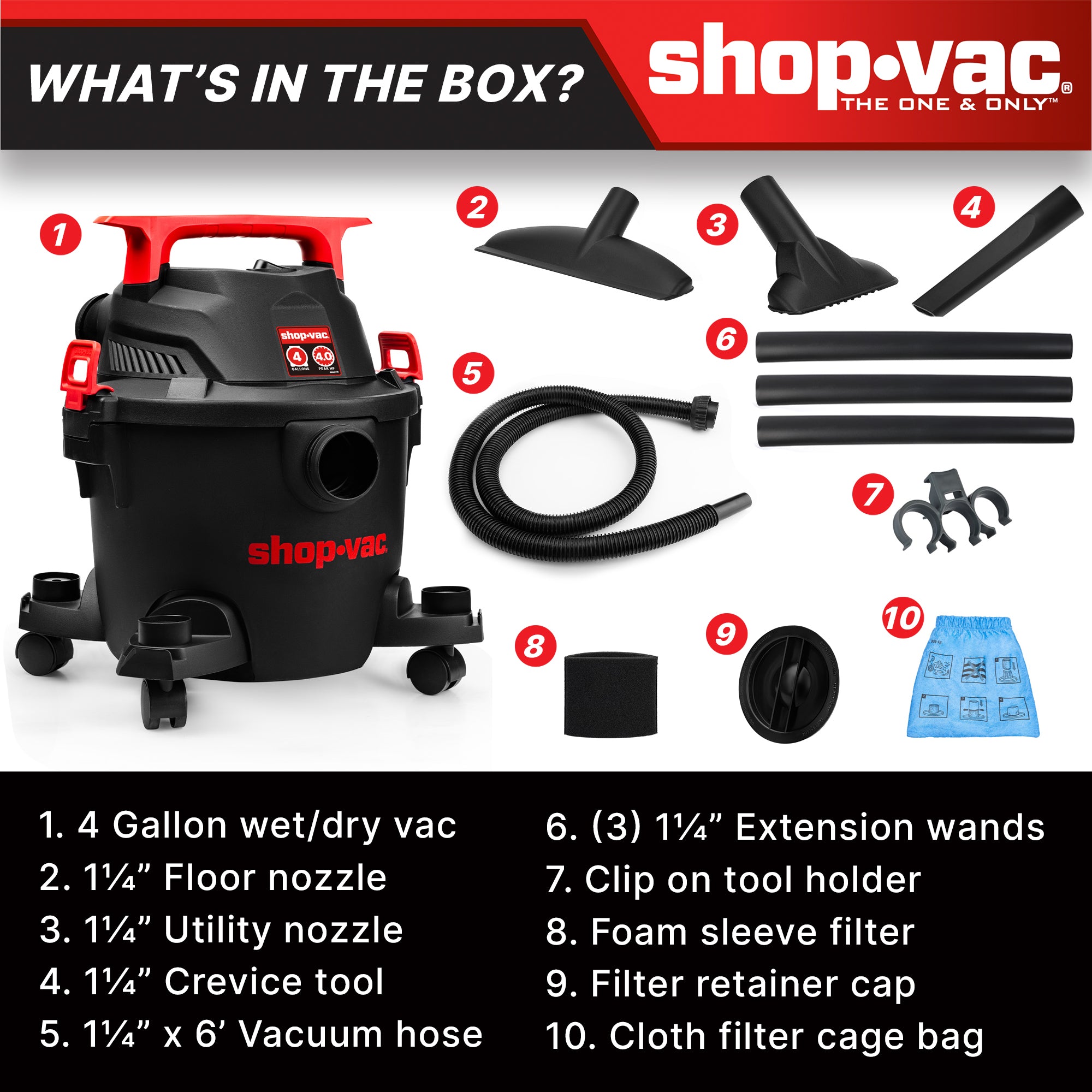 Shop-Vac® 4 Gallon 4.5 Peak HP Wet/Dry Vacuum - Image 4