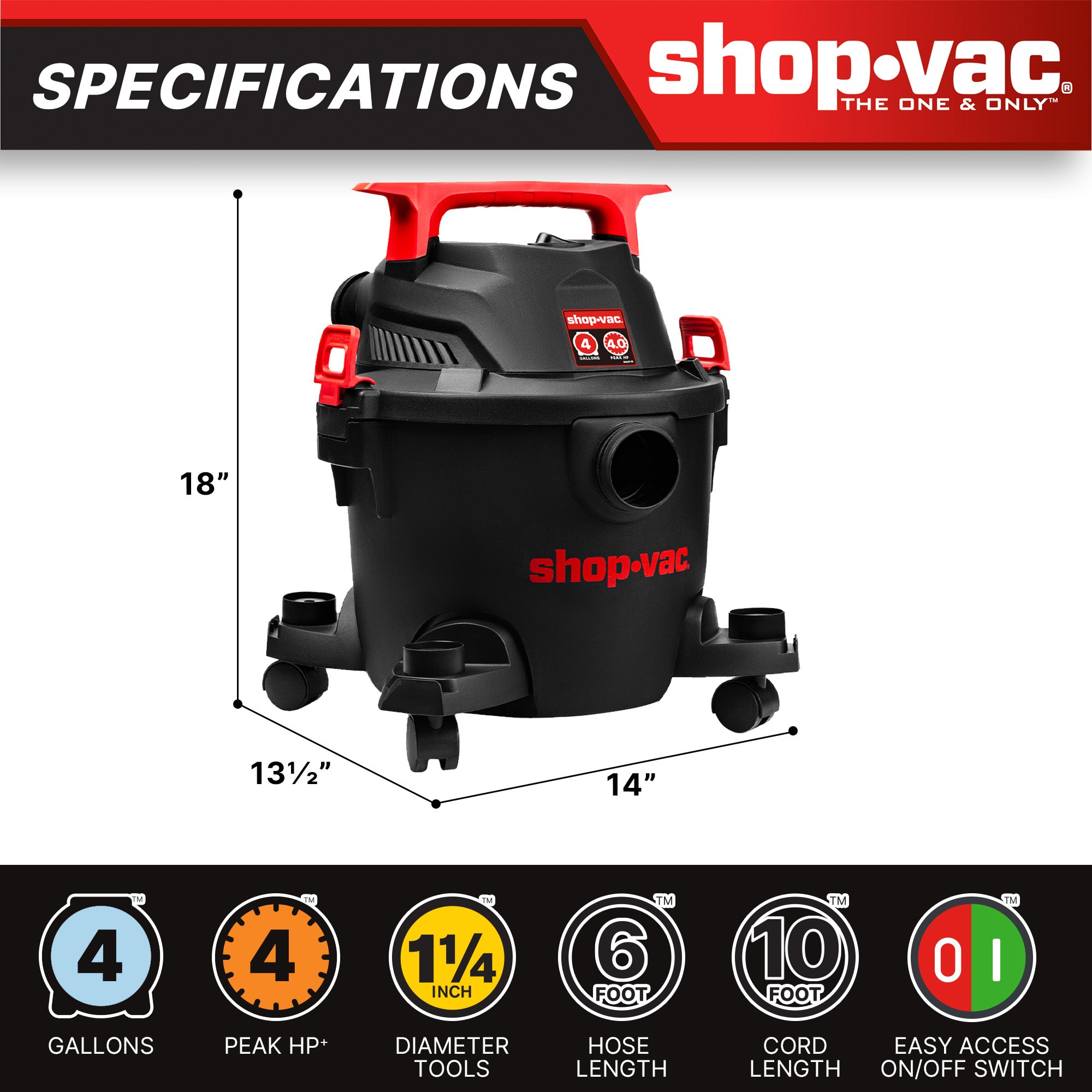 Shop-Vac® 4 Gallon 4.5 Peak HP Wet/Dry Vacuum - Image 2