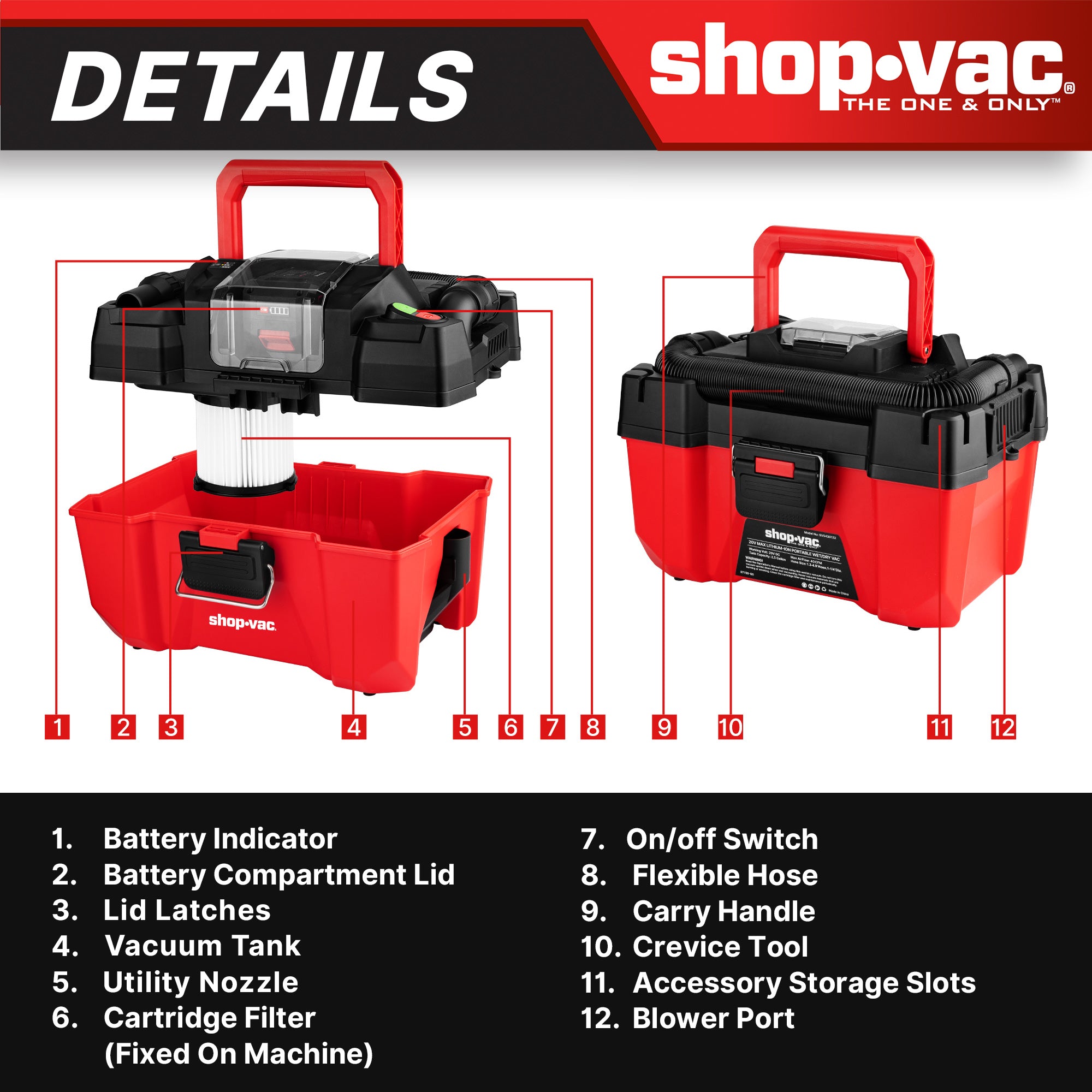 Shop-Vac® 20V 2.5 Gallon Cordless Wet/Dry Vacuum - Image 3