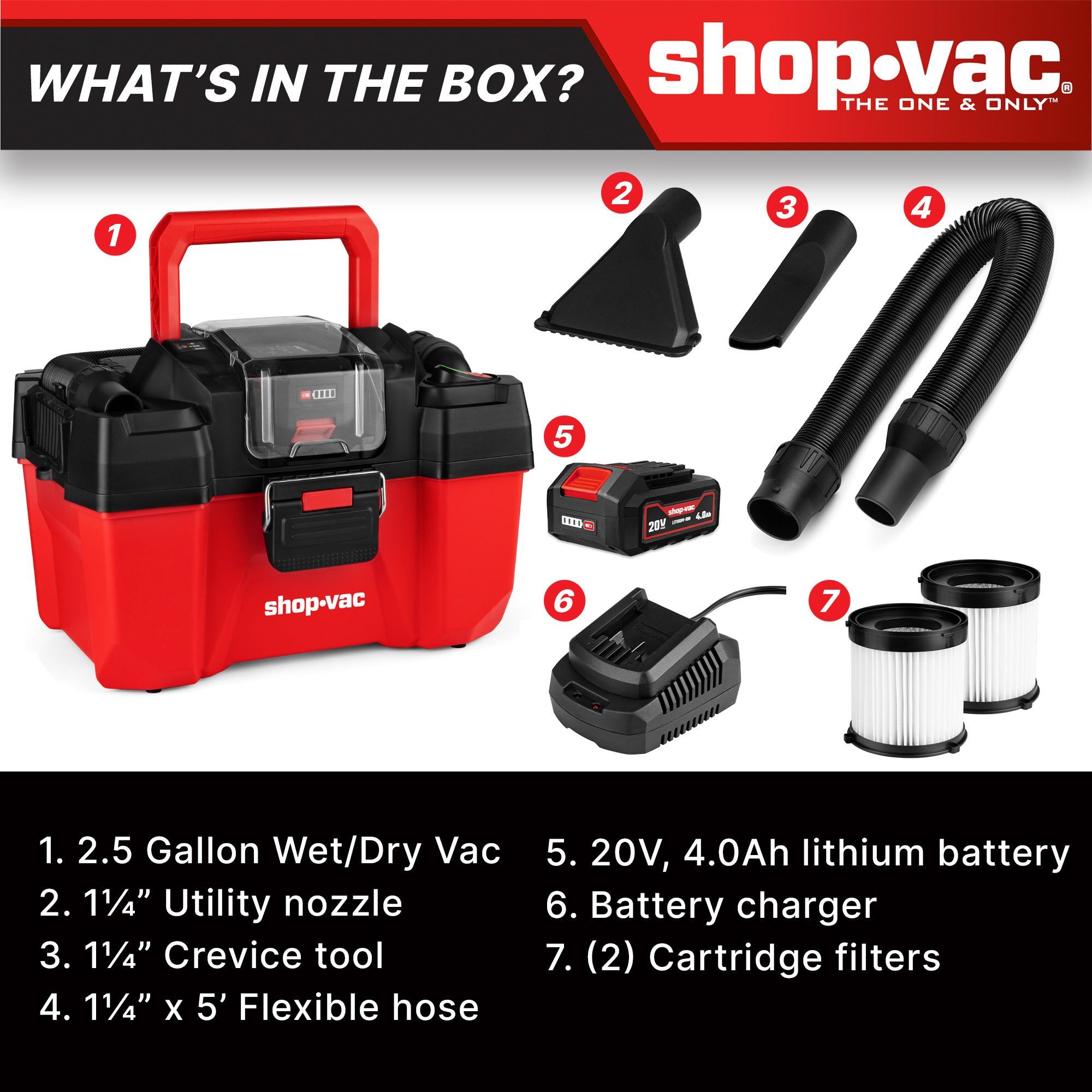 Shop-Vac® 20V 2.5 Gallon Cordless Wet/Dry Vacuum - Image 4