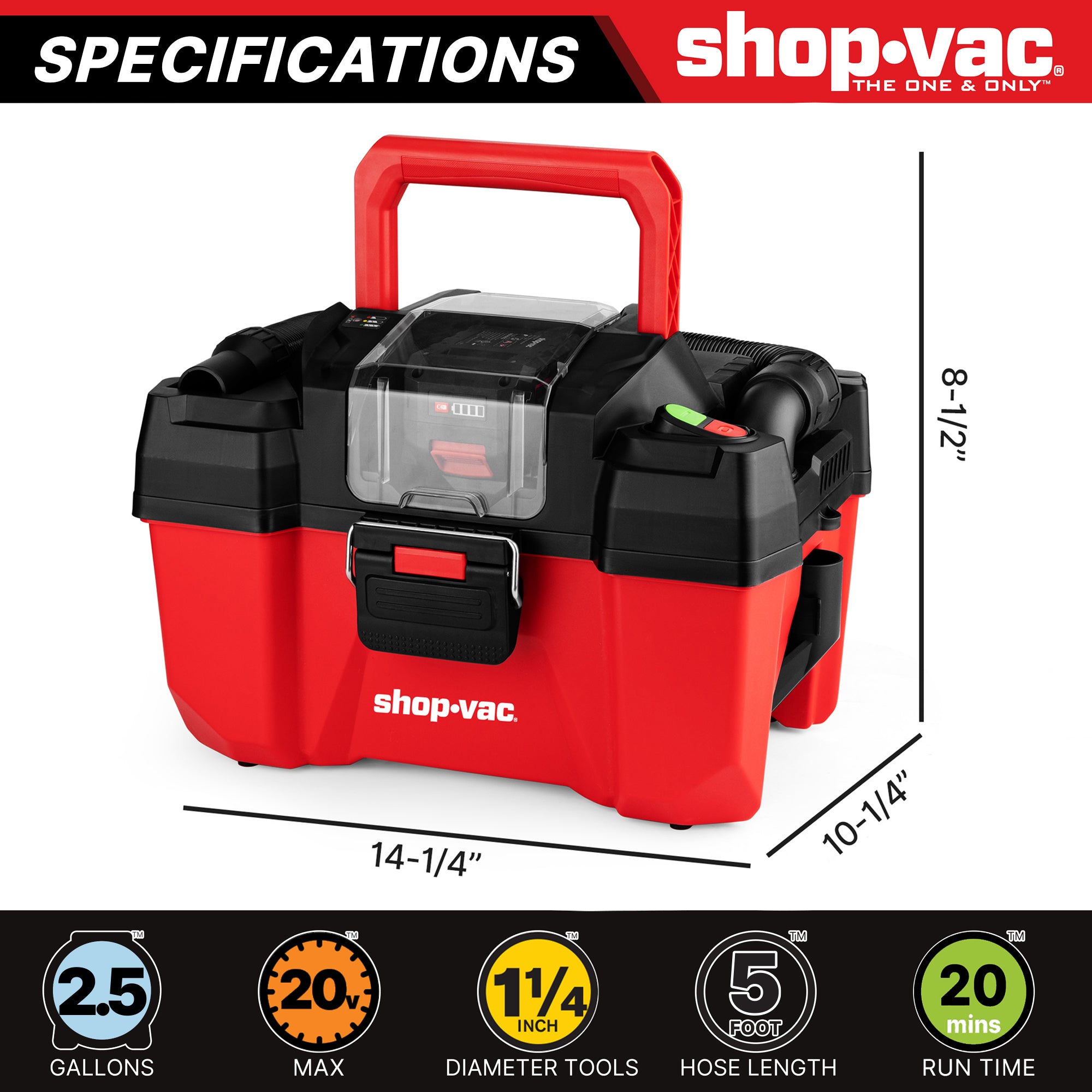 Shop-Vac® 20V 2.5 Gallon Cordless Wet/Dry Vacuum - Image 2