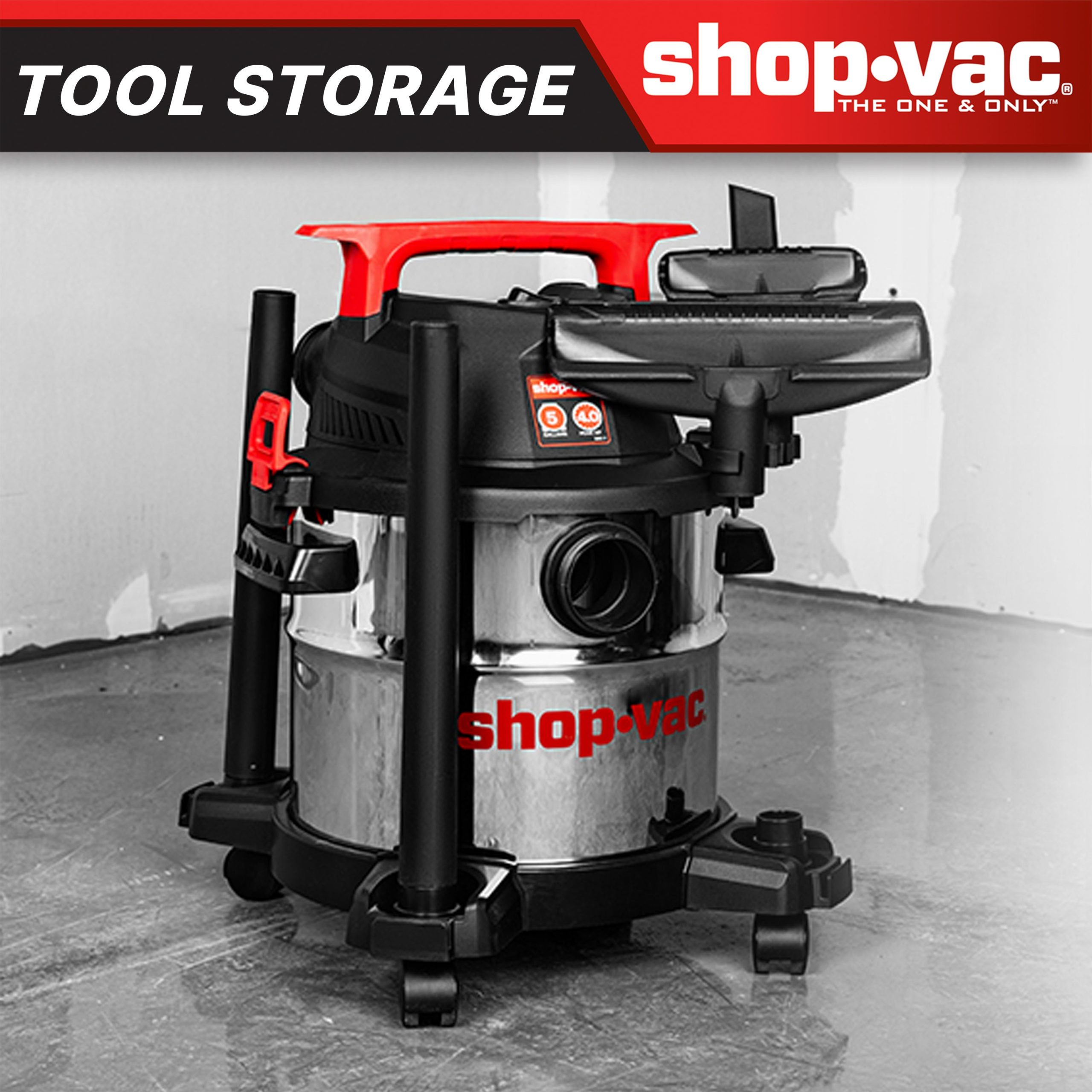 Shop-Vac® 5 Gallon 4 Peak HP Stainless Steel Wet/Dry Vacuum - Image 5