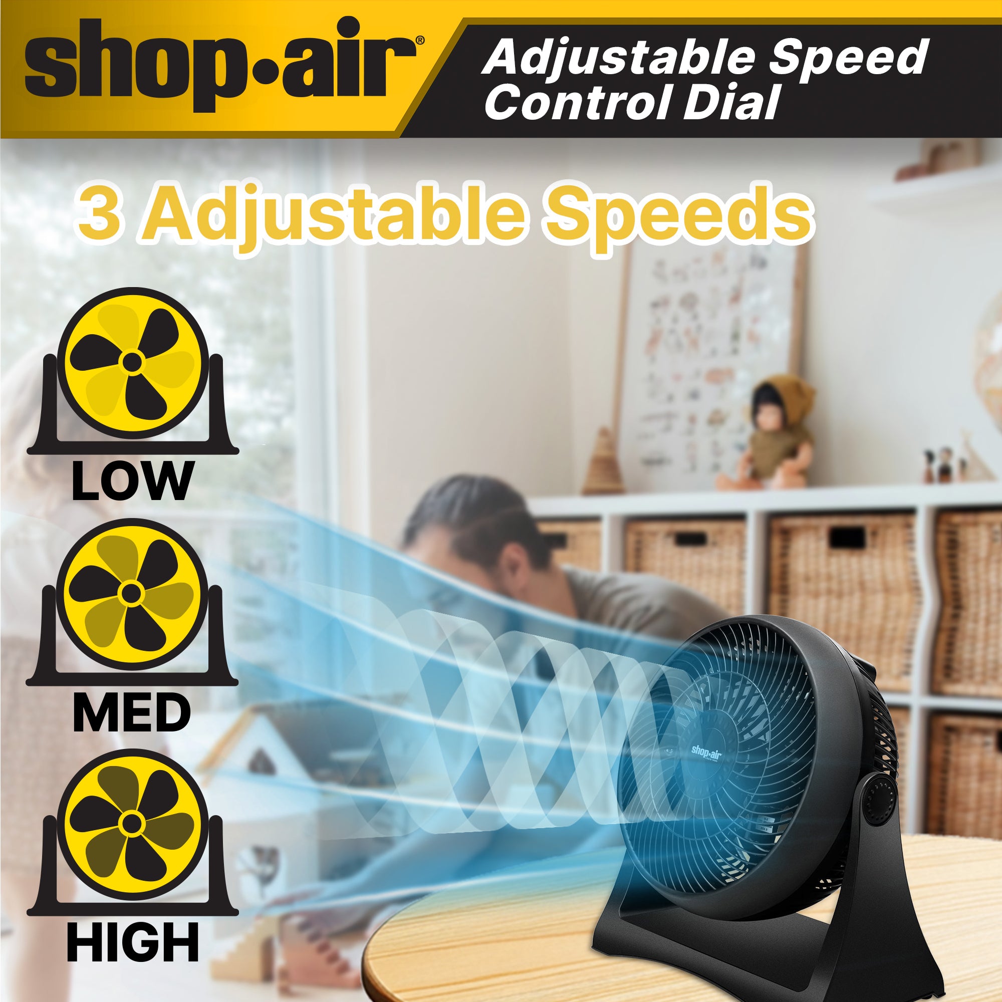 Shop-Air® 8 Wall-Mounted Desk Fan - Image 4