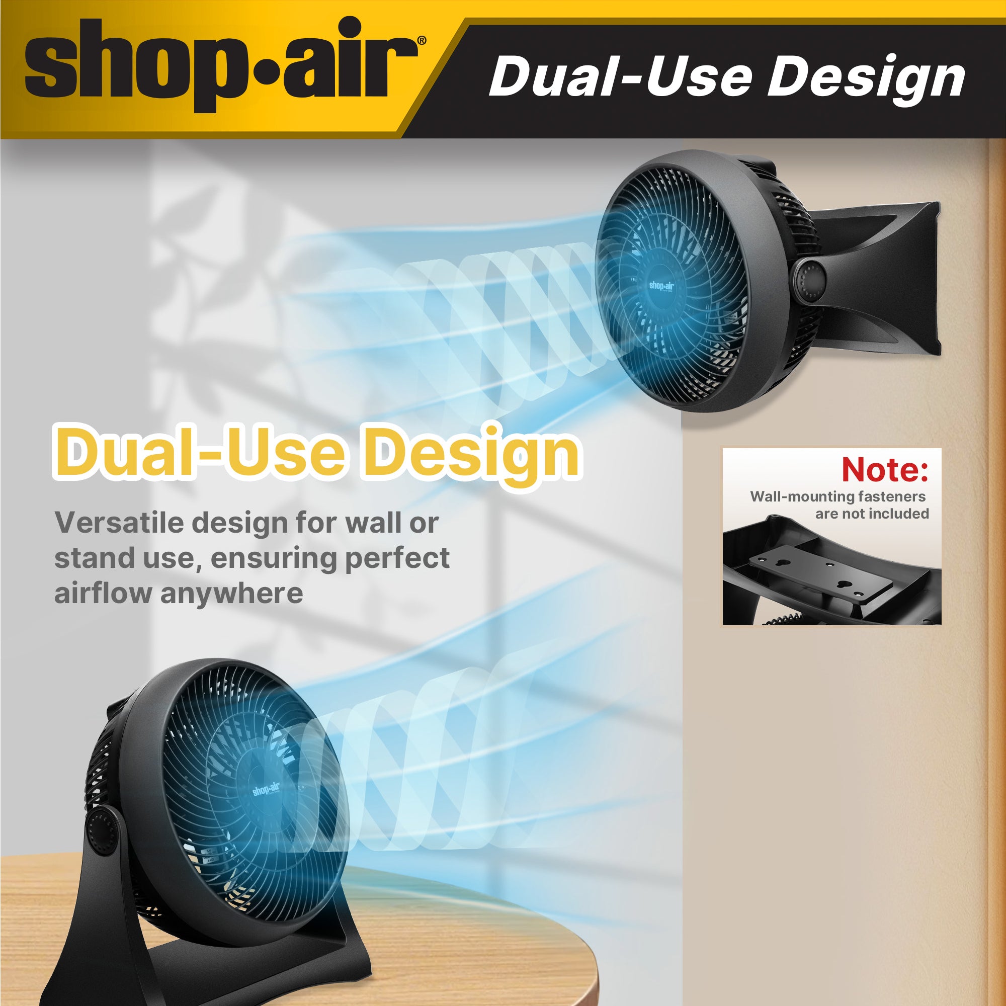 Shop-Air® 8 Wall-Mounted Desk Fan - Image 8