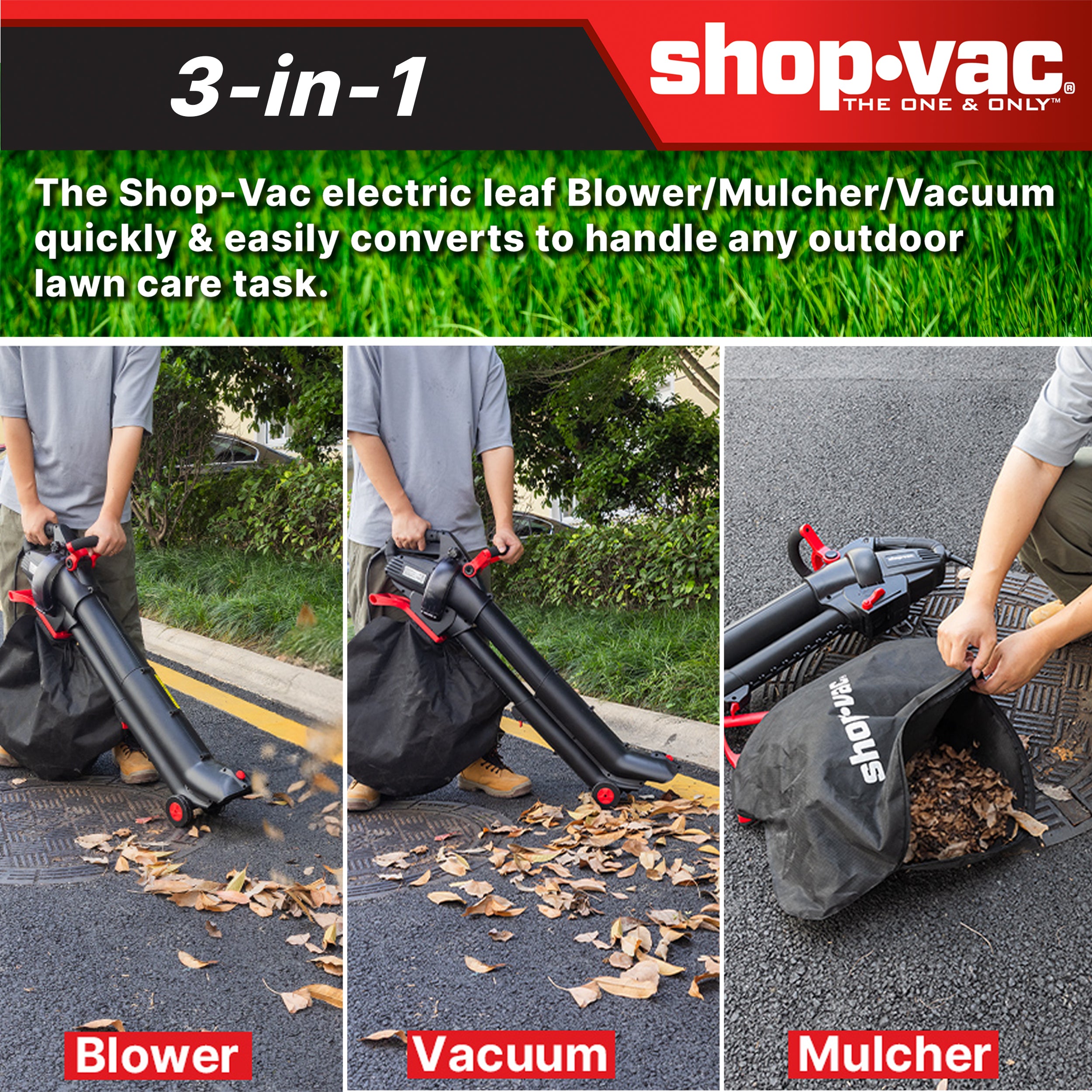 Shop-Vac® 3-in-1 Electric Leaf Blower. Vacuum & Mulcher - Image 3