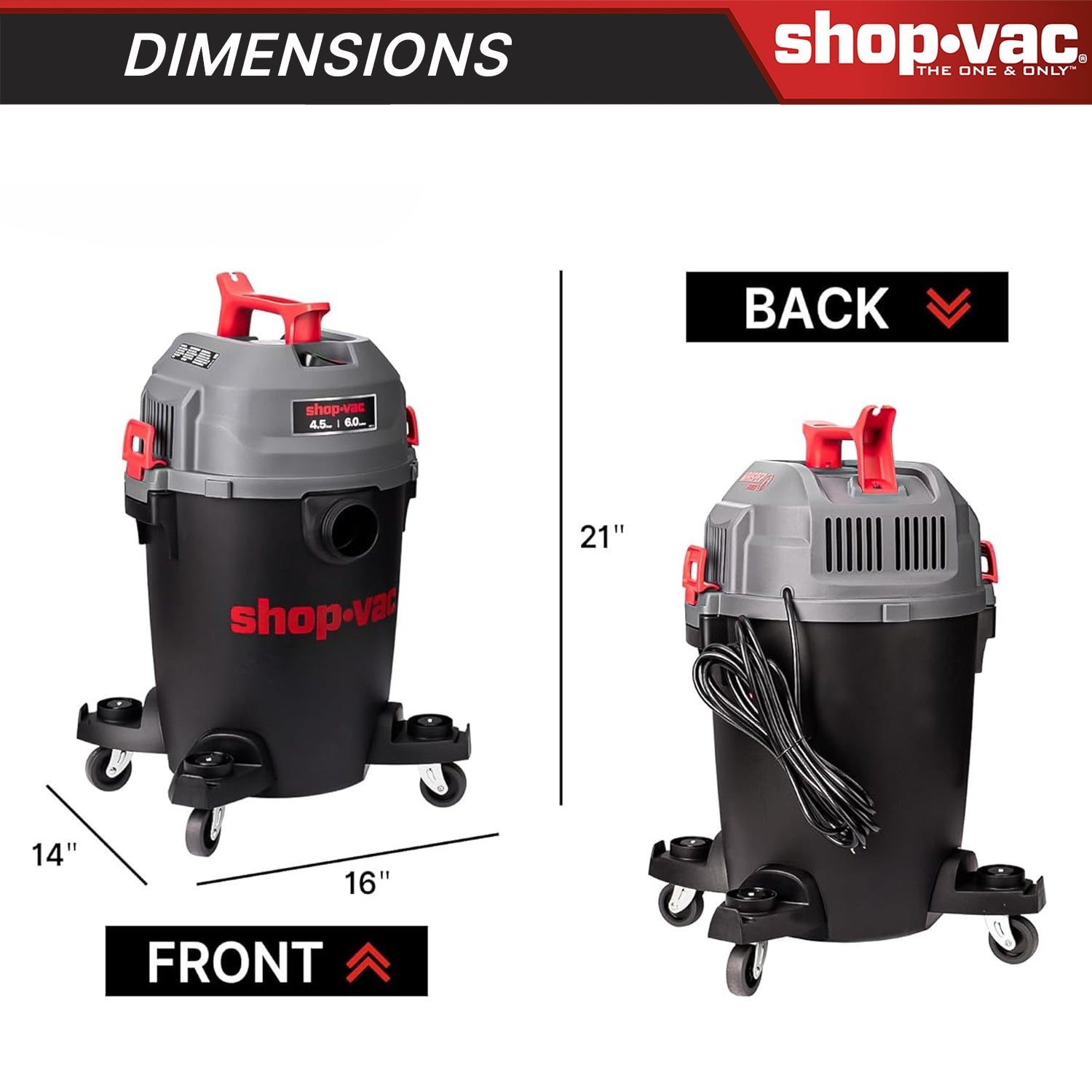 Shop-Vac® 6 Gallon Ultra Quiet 4.5 Peak HP Wet/Dry Vacuum - Image 4