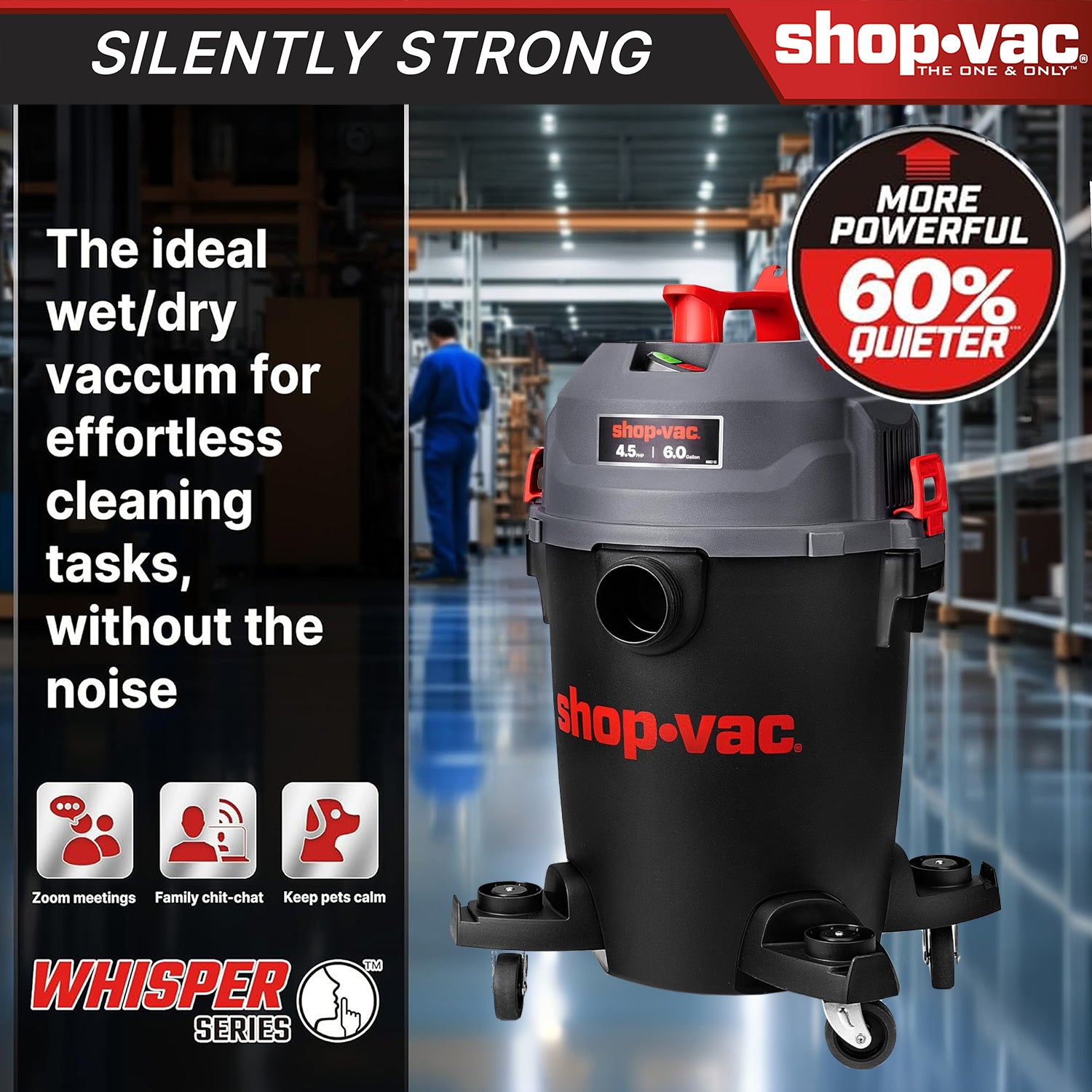 Shop-Vac® 6 Gallon Ultra Quiet 4.5 Peak HP Wet/Dry Vacuum - Image 7