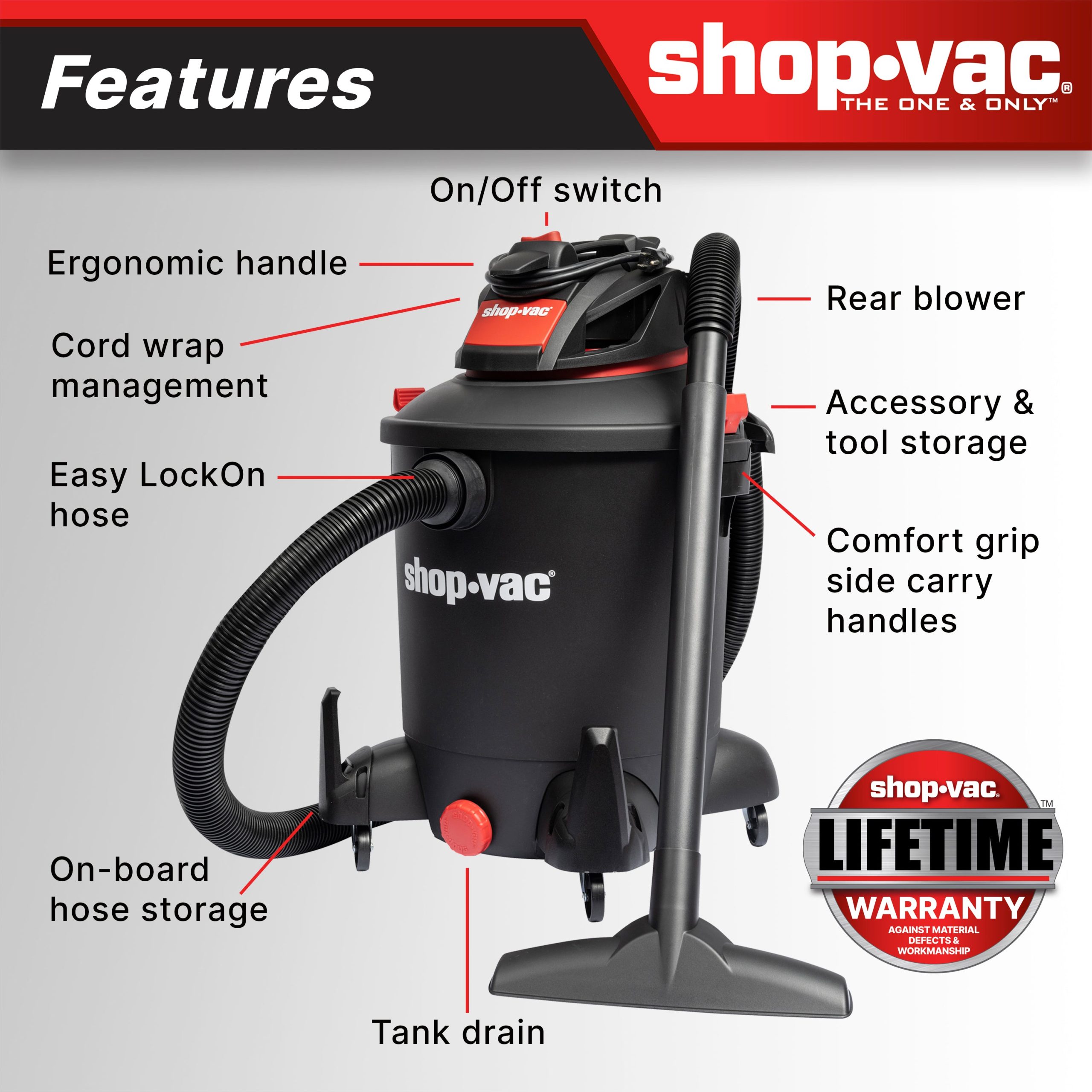 The Shop-Vac® 10-Gallon* 4.5 Peak HP** Wet/Dry Vacuum - Image 3