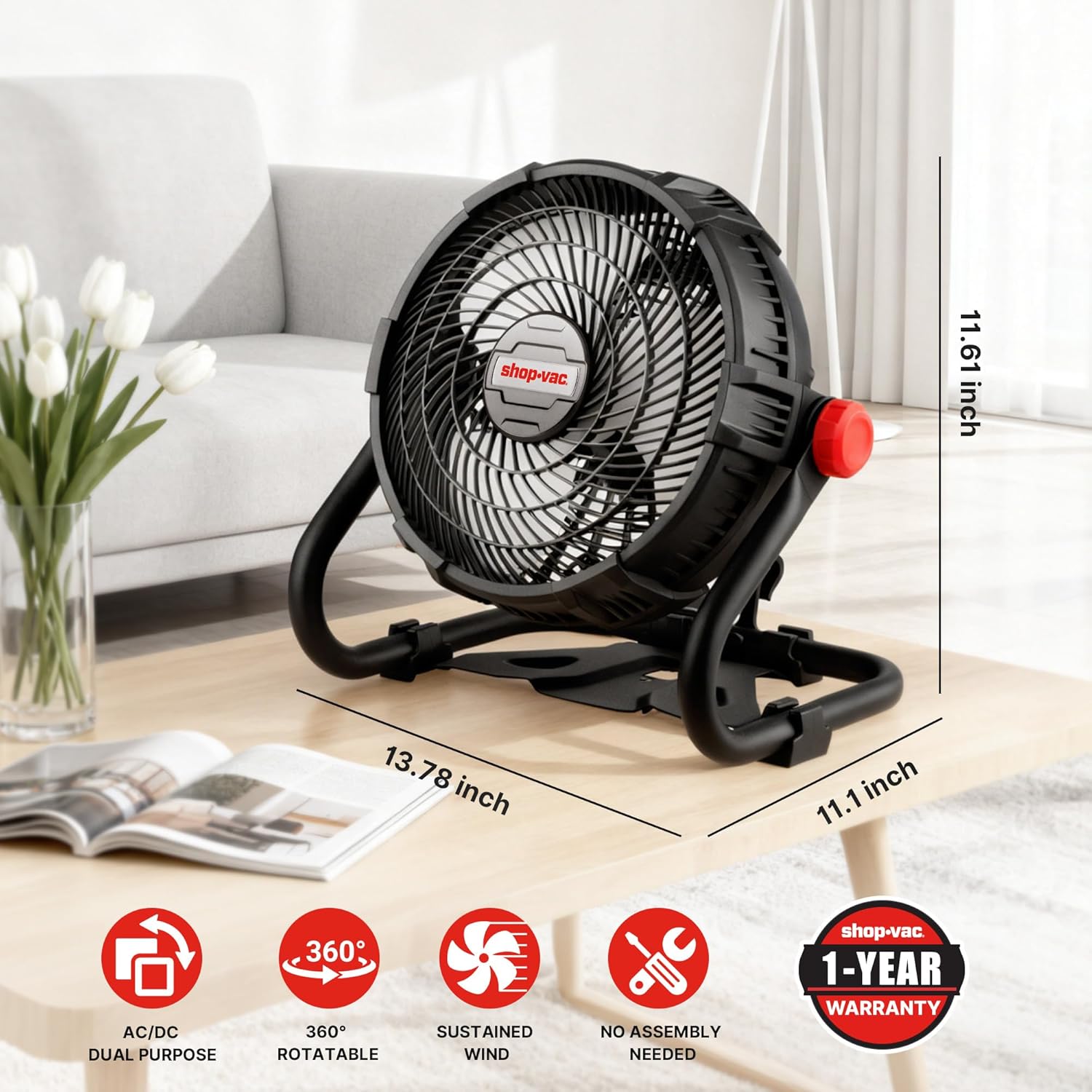 Shop-Vac® 12-Inch Rechargeable Fan - Image 2