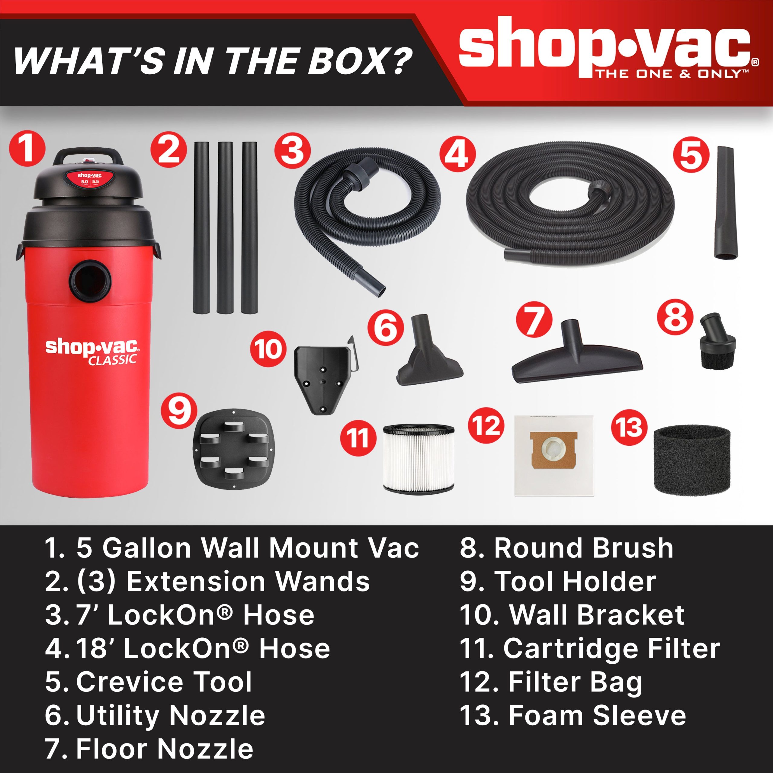 Shop-Vac® 5 Gallon 5.5 Peak HP Wall Mounted Garage Vac - Image 3